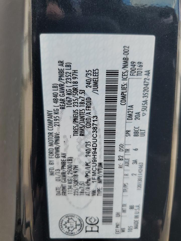 2013 Ford Escape Sel VIN: 1FMCU9H94DUC38713 Lot: 82230985