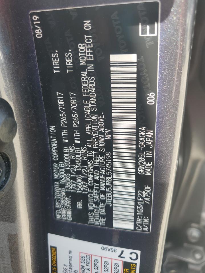 2020 Toyota 4Runner Sr5/Sr5 Premium VIN: JTEBU5JR8L5745198 Lot: 85705355