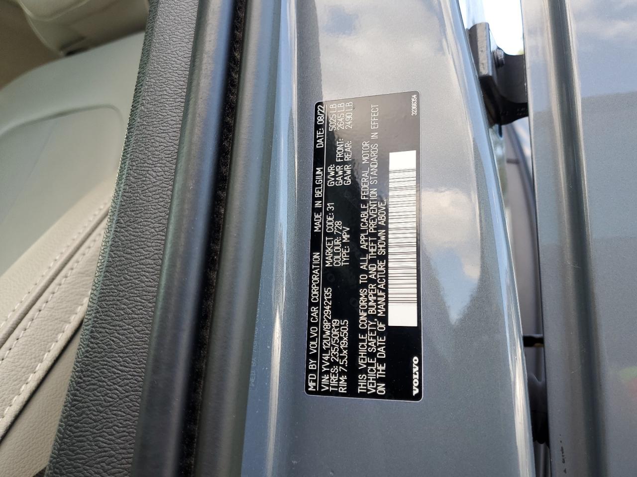 2023 Volvo Xc40 Plus VIN: YV4L12UW8P2942135 Lot: 87445585