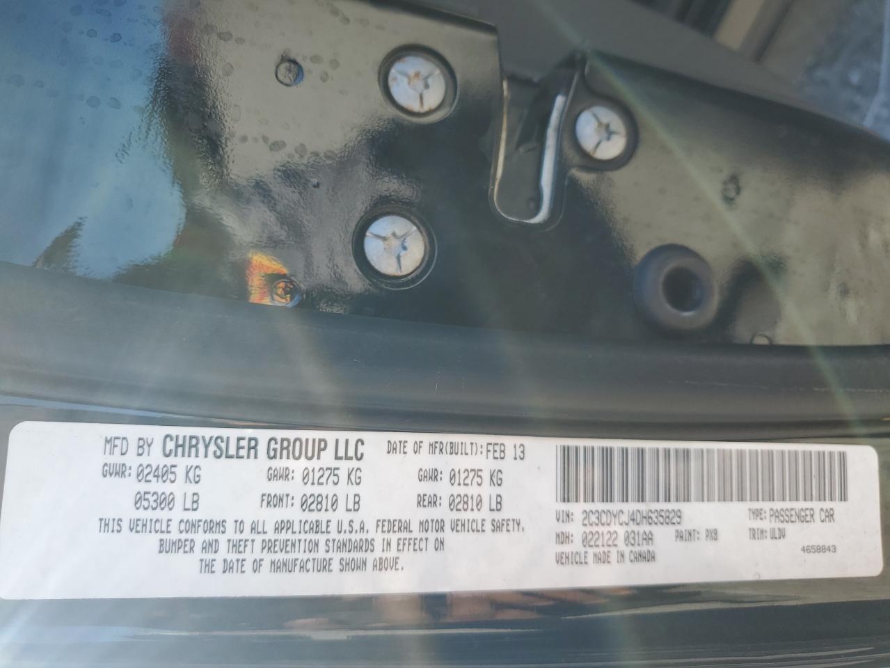 2013 Dodge Challenger Srt-8 VIN: 2C3CDYCJ4DH635829 Lot: 89540765