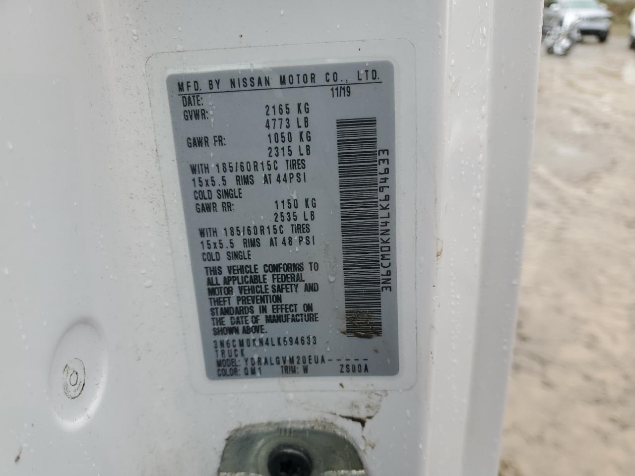 2020 Nissan Nv200 Utility / Service Van VIN: 3N6CM0KN4LK694633 Lot: 89559775