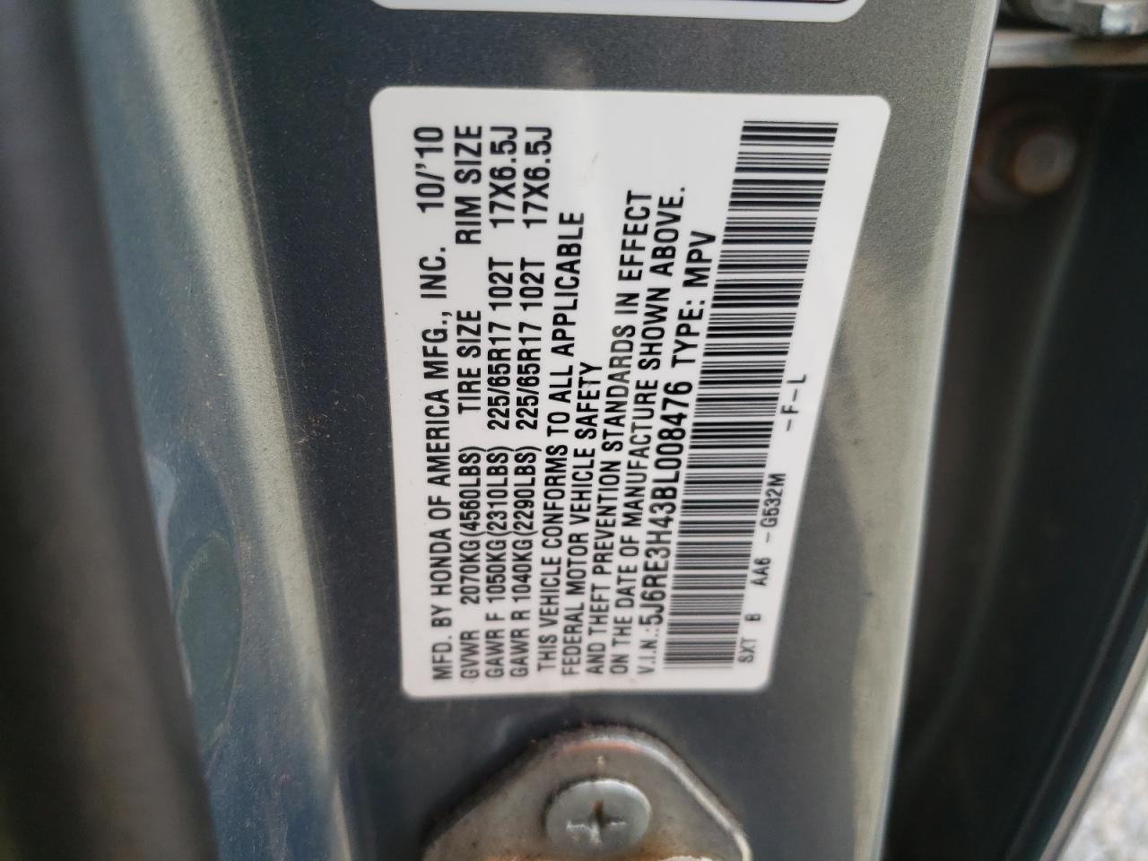 2011 Honda Cr-V Se VIN: 5J6RE3H43BL008476 Lot: 82674585