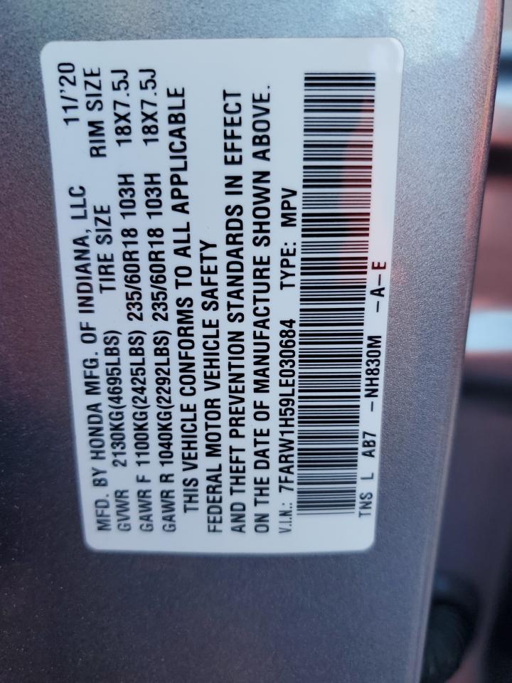 2020 Honda Cr-V Ex VIN: 7FARW1H59LE030684 Lot: 86816035