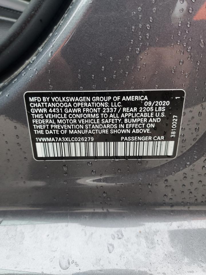 2020 Volkswagen Passat R-Line VIN: 1VWMA7A3XLC026279 Lot: 90434125