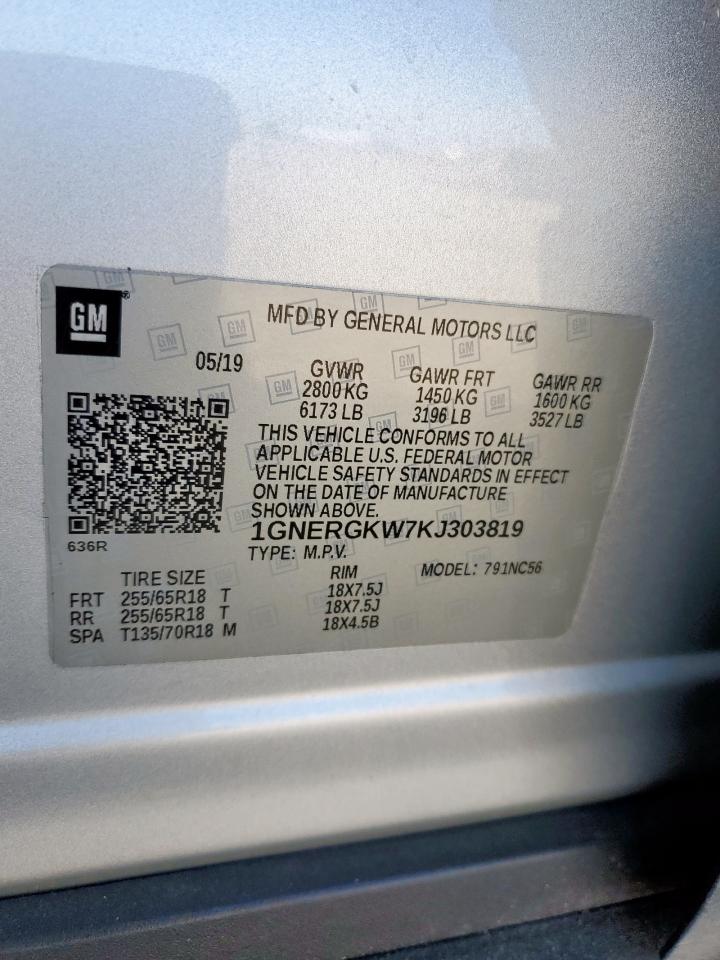 2019 Chevrolet Traverse Lt VIN: 1GNERGKW7KJ303819 Lot: 82372105