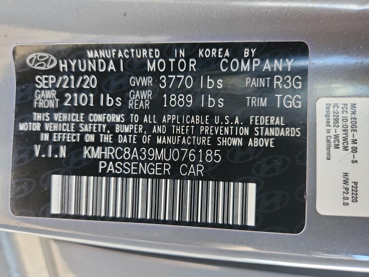2021 Hyundai Venue Sel VIN: KMHRC8A39MU076185 Lot: 85291375