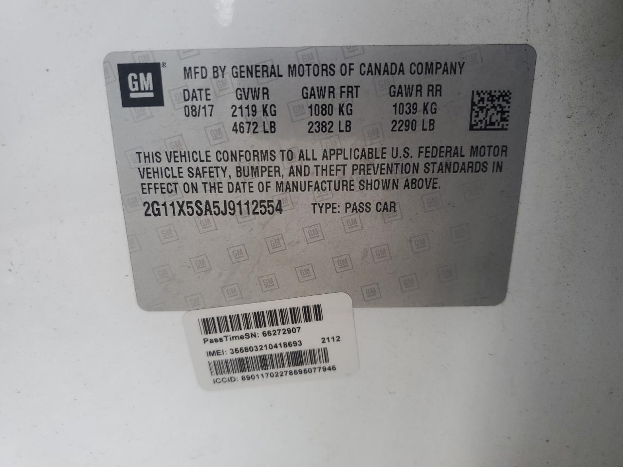2018 Chevrolet Impala Ls VIN: 2G11X5SA5J9112554 Lot: 82345995