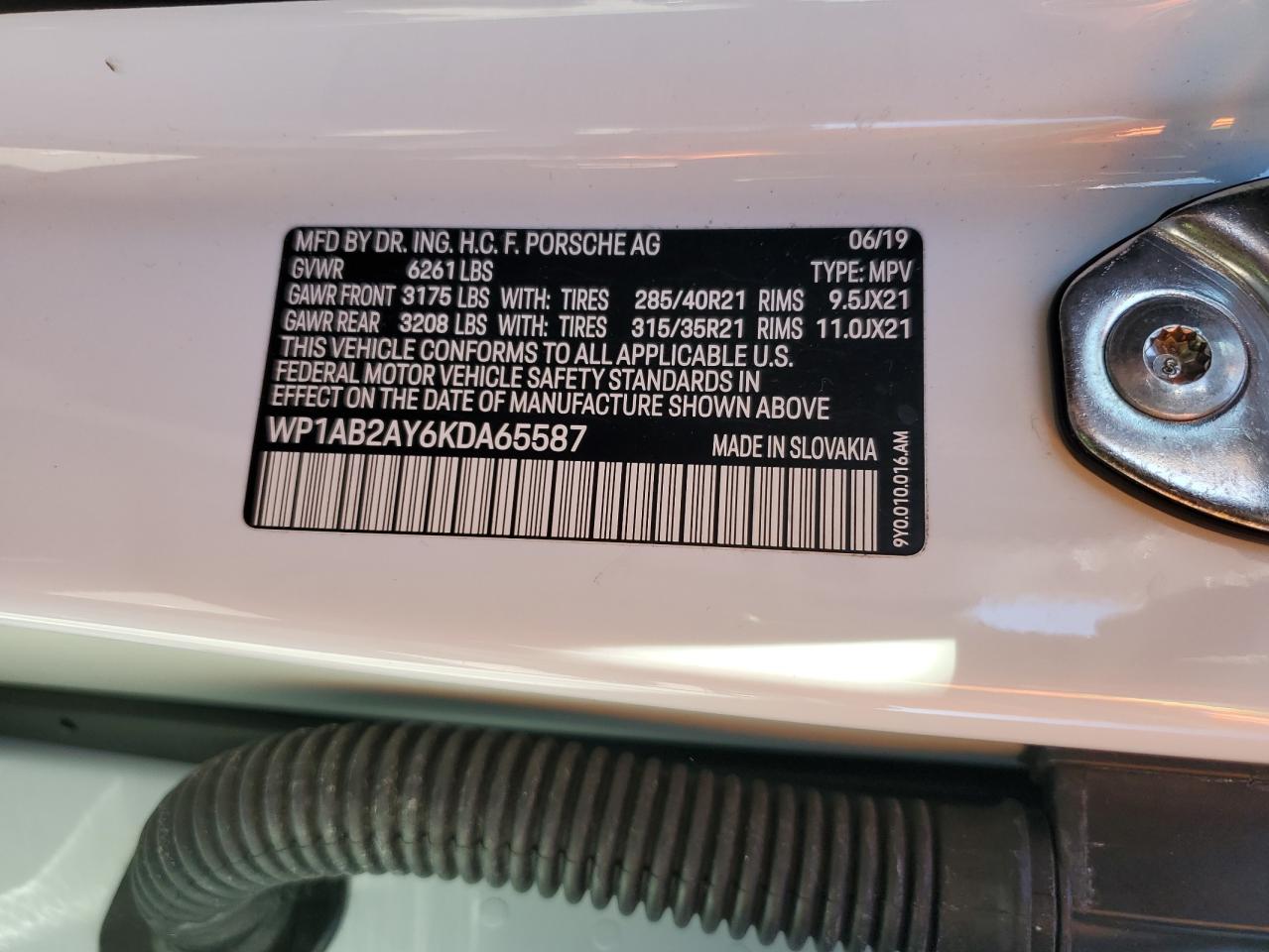 2019 Porsche Cayenne S VIN: WP1AB2AY6KDA65587 Lot: 89461605