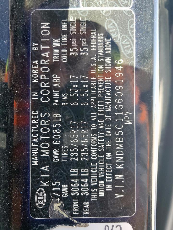 2016 Kia Sedona Lx VIN: KNDMB5C11G6091946 Lot: 90657705