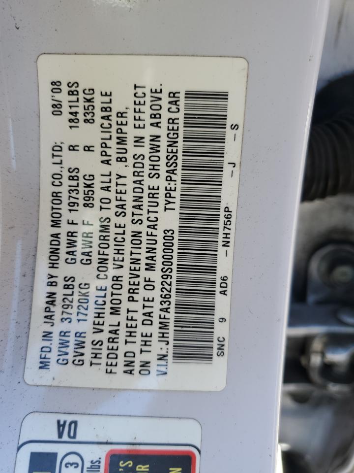 2009 Honda Civic Hybrid VIN: JHMFA36229S000003 Lot: 90320595