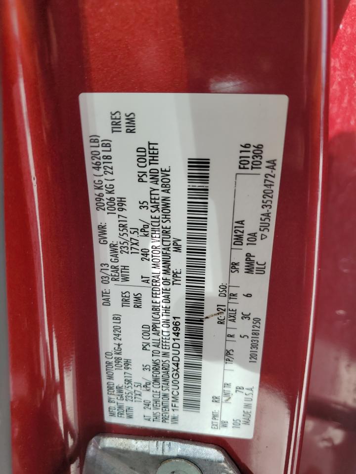 2013 Ford Escape Se VIN: 1FMCU0GX4DUD14961 Lot: 84966915