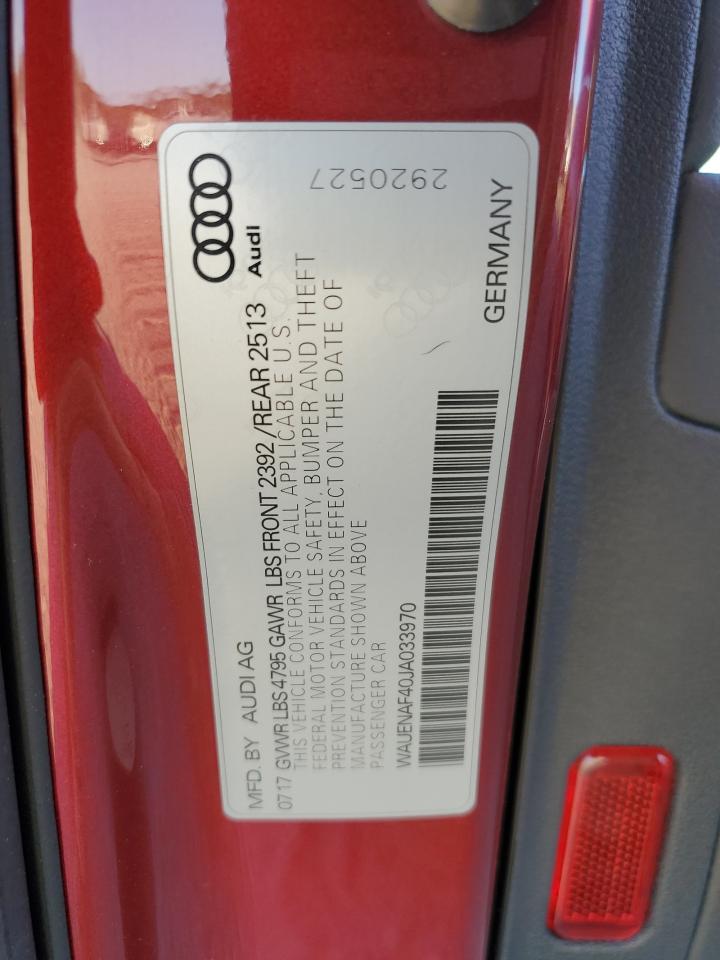 2018 Audi A4 Premium Plus VIN: WAUENAF40JA033970 Lot: 82648835