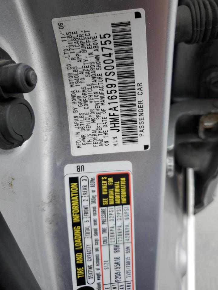 2007 Honda Civic Lx VIN: JHMFA16597S004755 Lot: 86128325