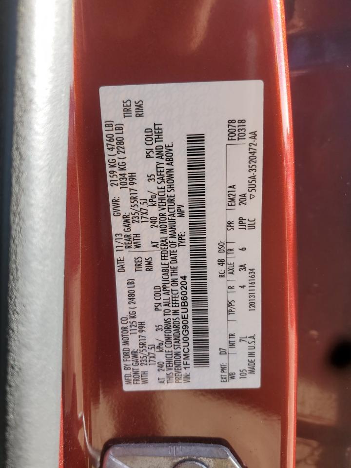 2014 Ford Escape Se VIN: 1FMCU0G90EUB60204 Lot: 89867275