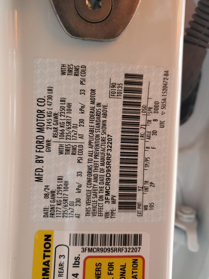 2024 Ford Bronco Sport Badlands VIN: 3FMCR9D95RRF32207 Lot: 86173665