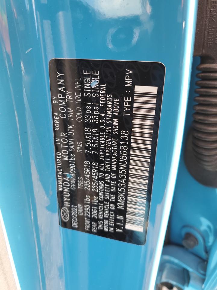 2022 Hyundai Kona Limited VIN: KM8K53A35NU868138 Lot: 82281275