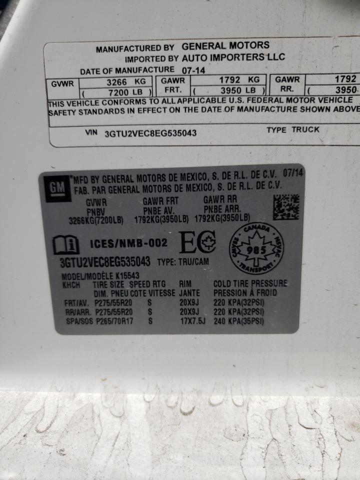 2014 GMC Sierra K1500 Slt VIN: 3GTU2VEC8EG535043 Lot: 85145905