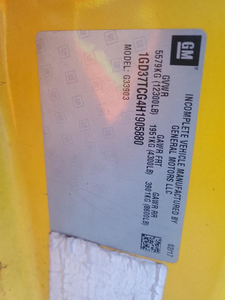 2017 GMC Savana Cutaway G3500 VIN: 1GD37TCG4H1905880 Lot: 84582415