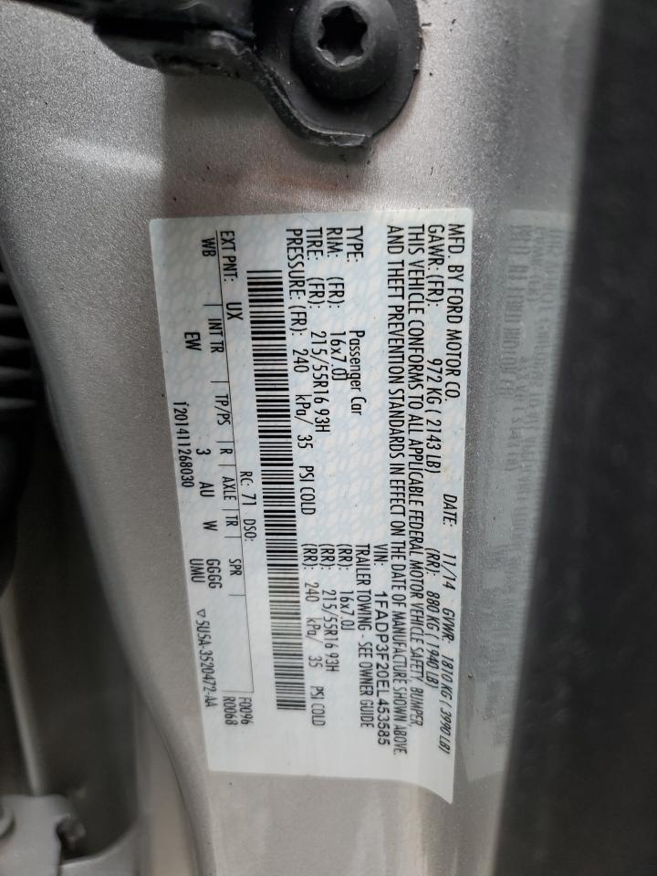 2014 Ford Focus Se VIN: 1FADP3F20EL453585 Lot: 85324275