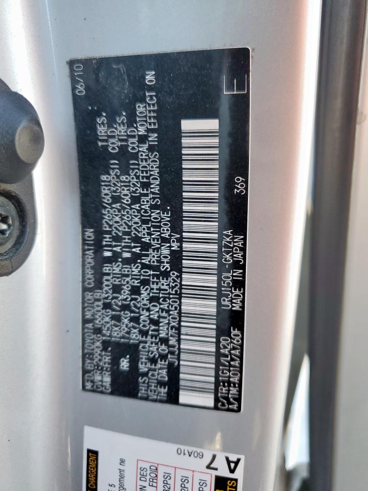 2010 Lexus Gx 460 Premium VIN: JTJJM7FX0A5015329 Lot: 85646495