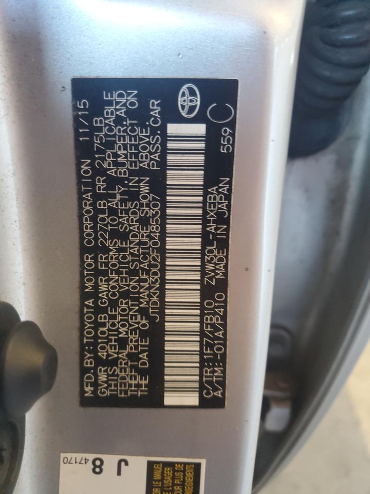 2015 Toyota Prius VIN: JTDKN3DU2F0485307 Lot: 82387865