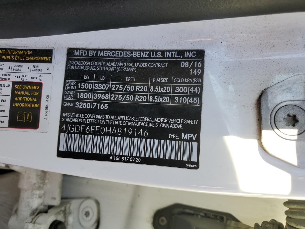 2017 Mercedes-Benz Gls 450 4Matic VIN: 4JGDF6EE0HA819146 Lot: 90950815