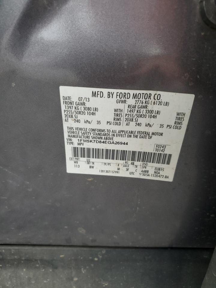 2014 Ford Explorer Xlt VIN: 1FM5K7D84EGA26944 Lot: 85500635