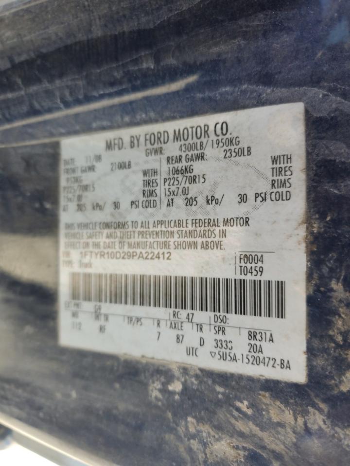 2009 Ford Ranger VIN: 1FTYR10D29PA22412 Lot: 85675655