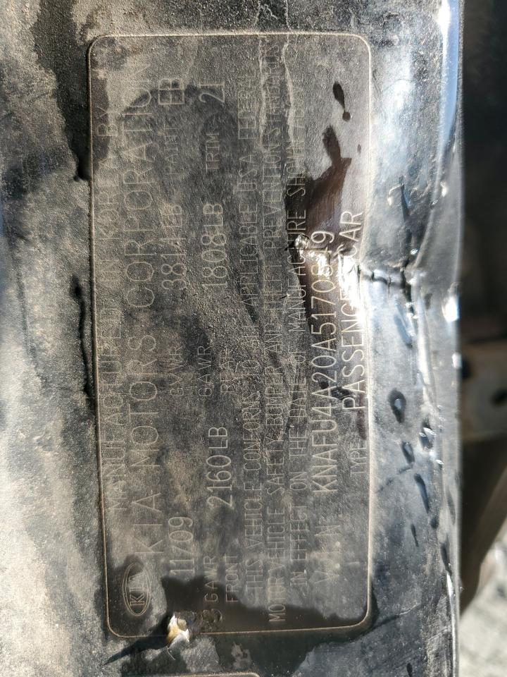 2010 Kia Forte Ex VIN: KNAFU4A20A5170849 Lot: 87254335