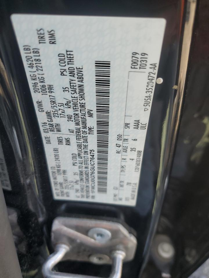 2016 Ford Escape Se VIN: 1FMCU0G76GUC76475 Lot: 85311105