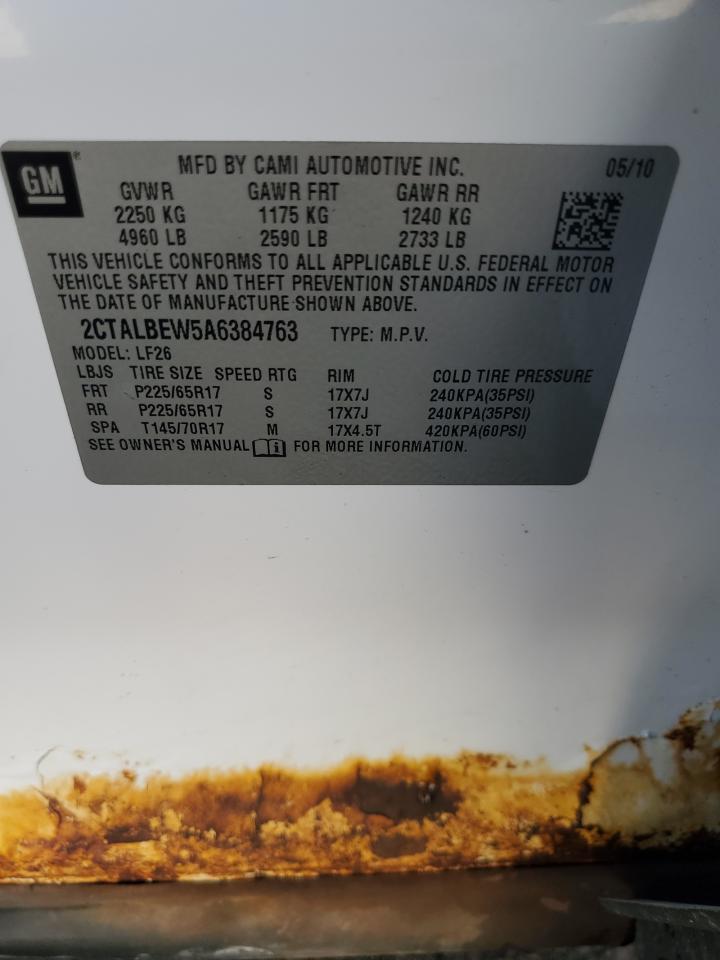 2010 GMC Terrain Sle VIN: 2CTALBEW5A6384763 Lot: 82299515