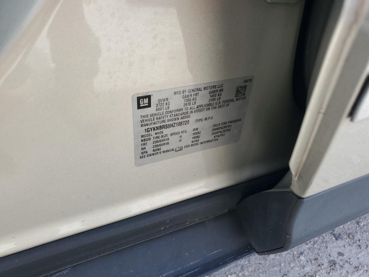 2017 Cadillac Xt5 Luxury VIN: 1GYKNBRS8HZ108720 Lot: 82295035