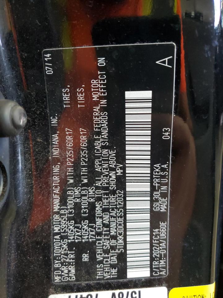 2014 Toyota Sienna Le VIN: 5TDKK3DC0ES512032 Lot: 86272675