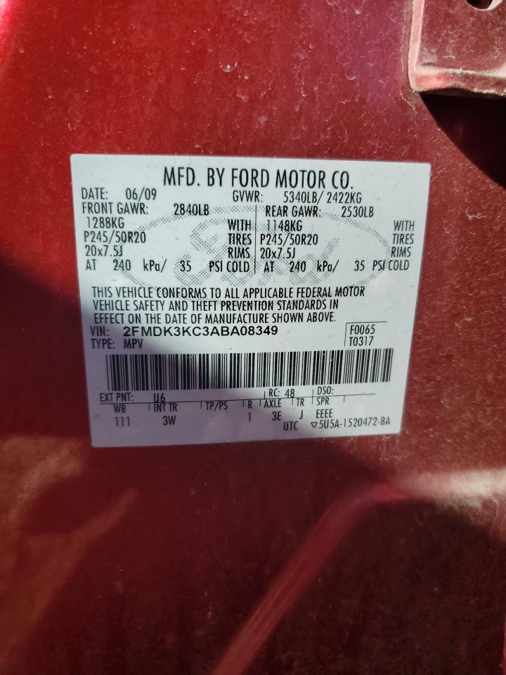 2010 Ford Edge Limited VIN: 2FMDK3KC3ABA08349 Lot: 86307665