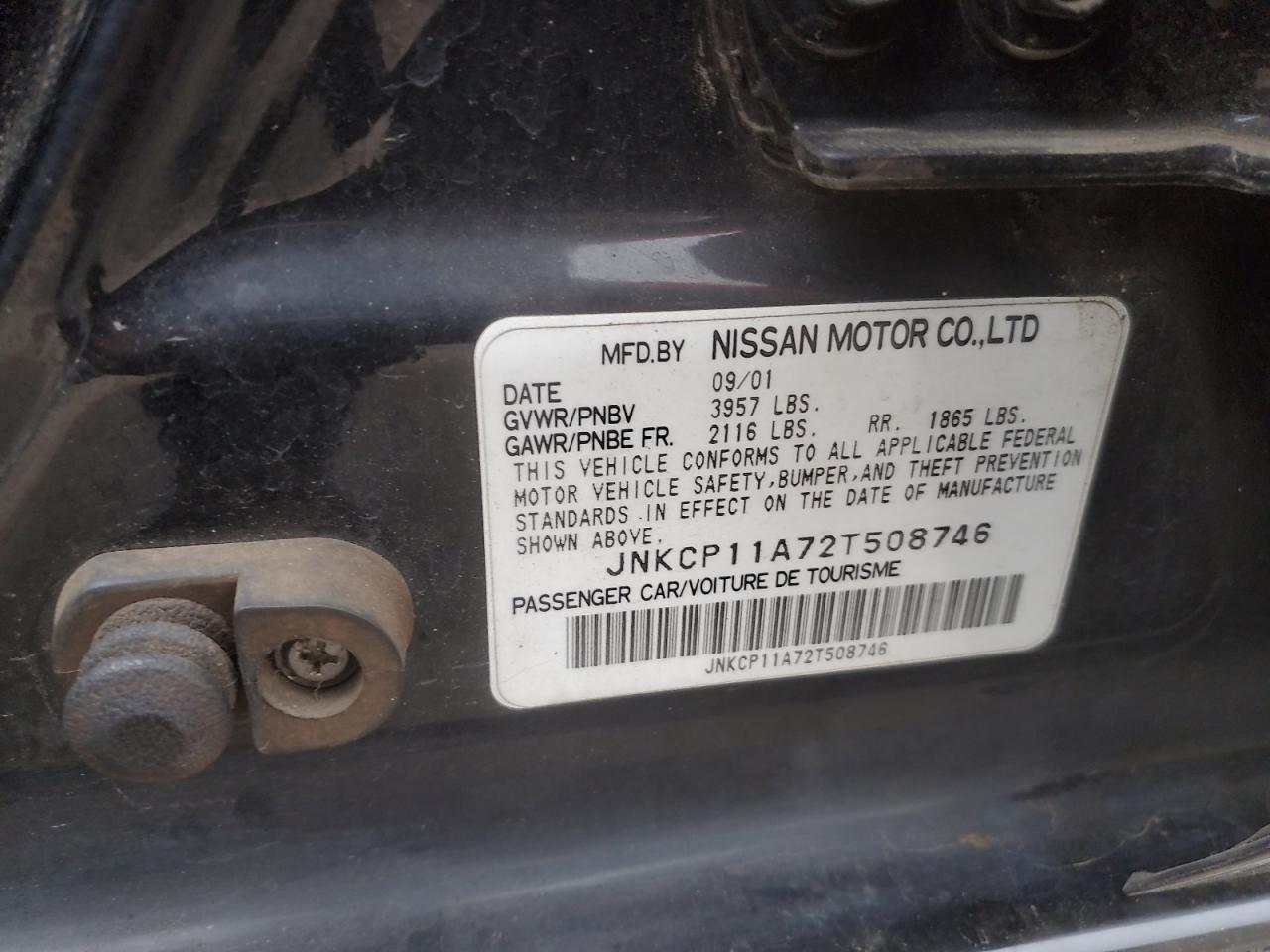 2002 Infiniti G20 VIN: JNKCP11A72T508746 Lot: 84987115