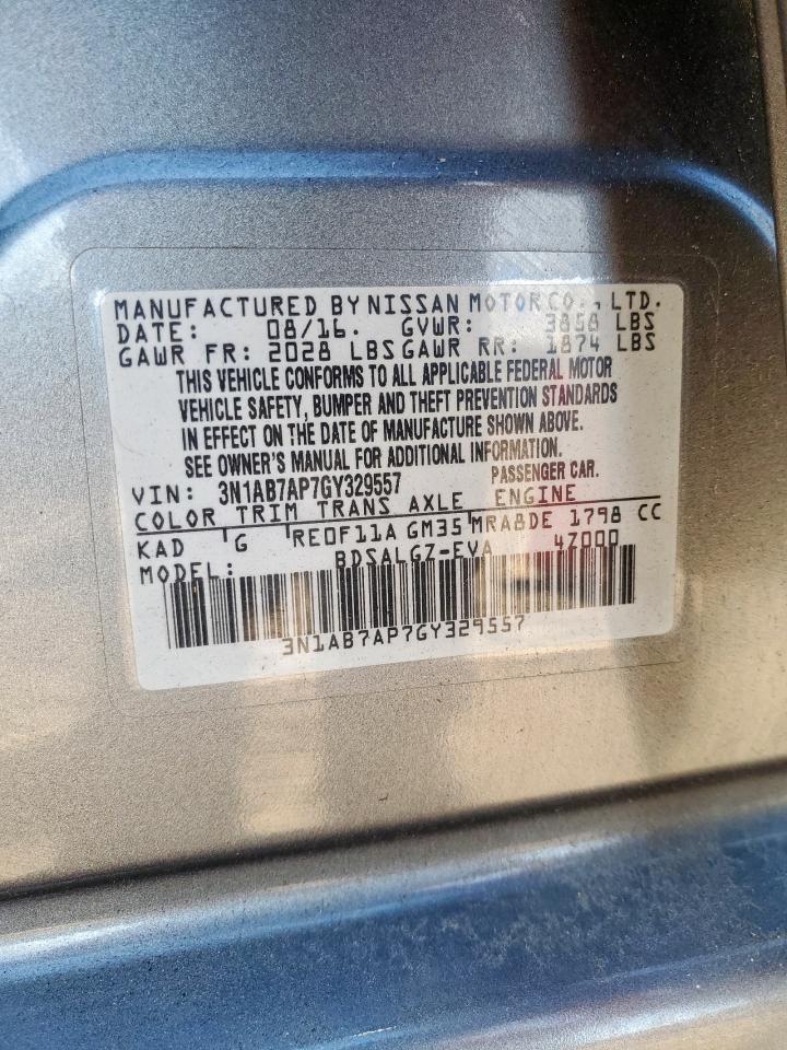 2016 Nissan Sentra S VIN: 3N1AB7AP7GY329557 Lot: 85514475