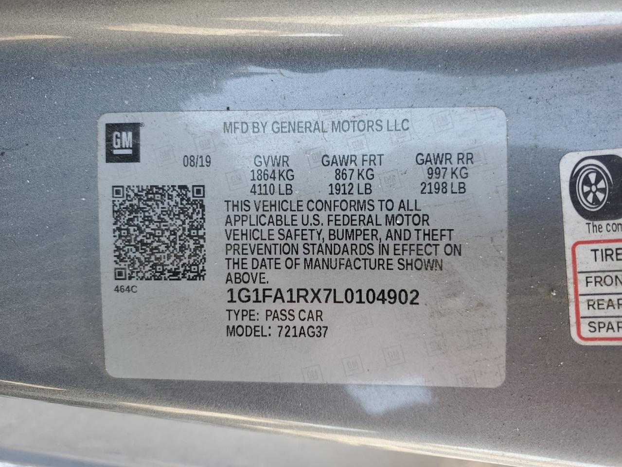 2020 Chevrolet Camaro Ls VIN: 1G1FA1RX7L0104902 Lot: 85397525