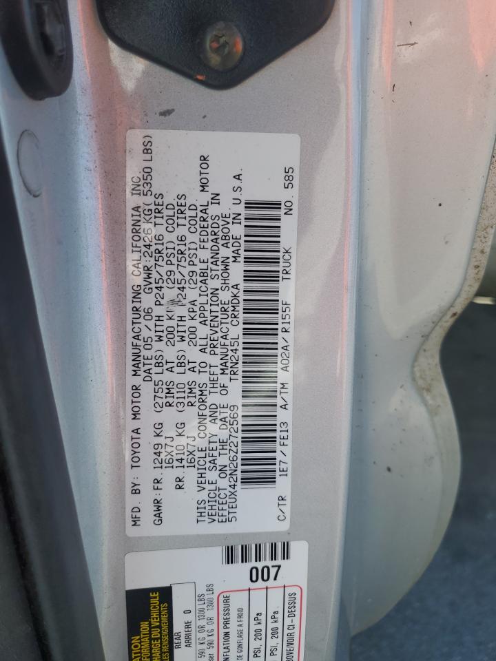 2006 Toyota Tacoma Access Cab VIN: 5TEUX42N26Z272569 Lot: 84185565