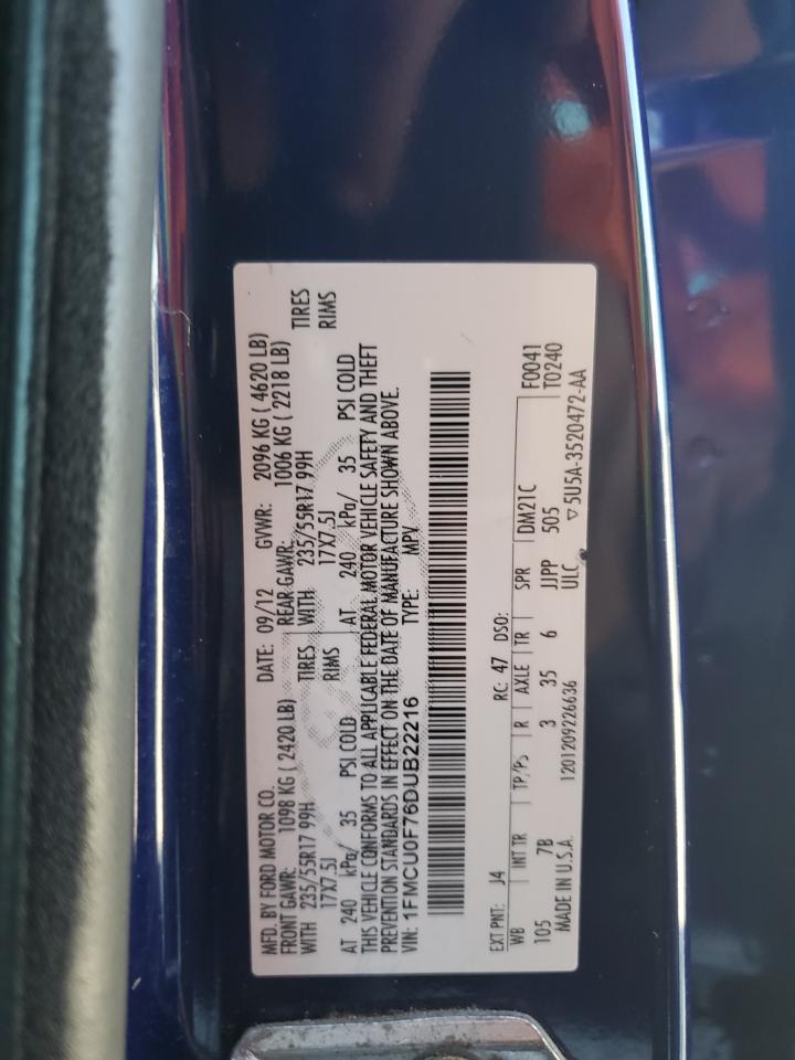 2013 Ford Escape S VIN: 1FMCU0F76DUB22216 Lot: 87043055