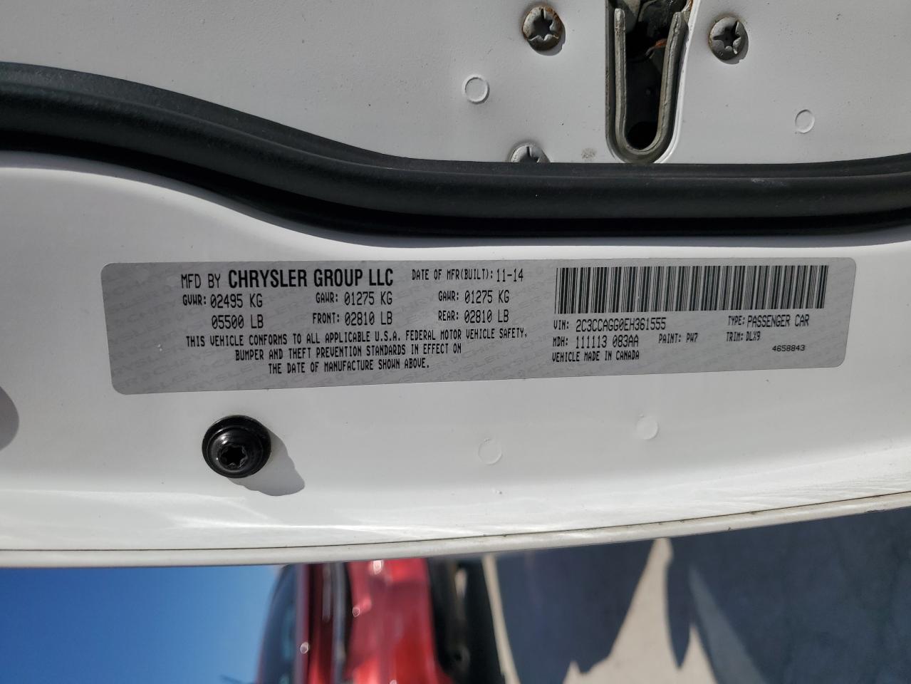 2014 Chrysler 300 S VIN: 2C3CCAGG0EH361555 Lot: 86281635