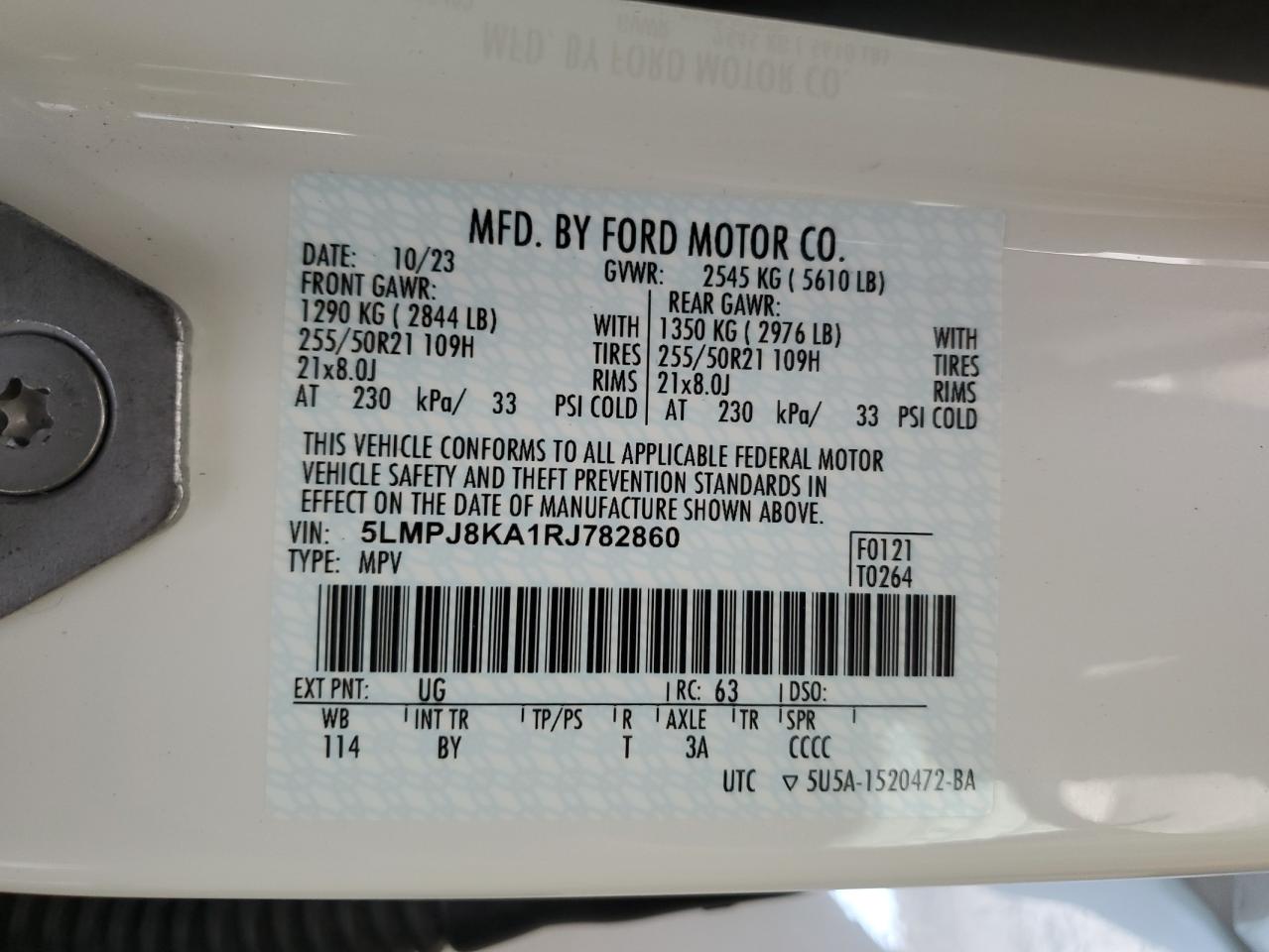 2024 Lincoln Nautilus Reserve VIN: 5LMPJ8KA1RJ782860 Lot: 84974385