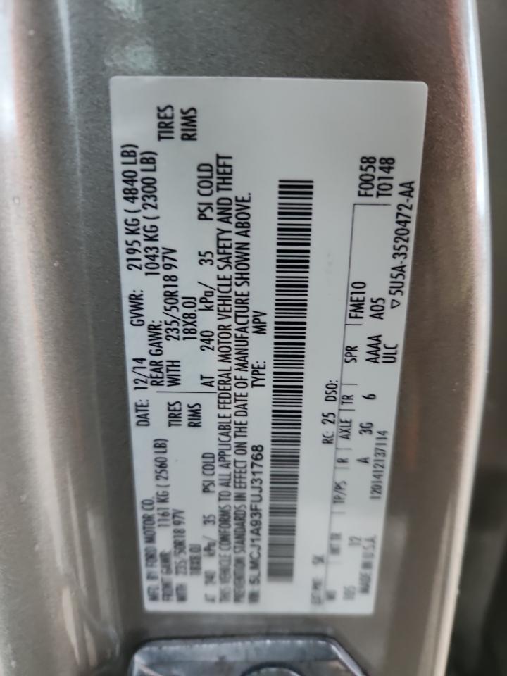 2015 Lincoln Mkc VIN: 5LMCJ1A93FUJ31768 Lot: 90590485