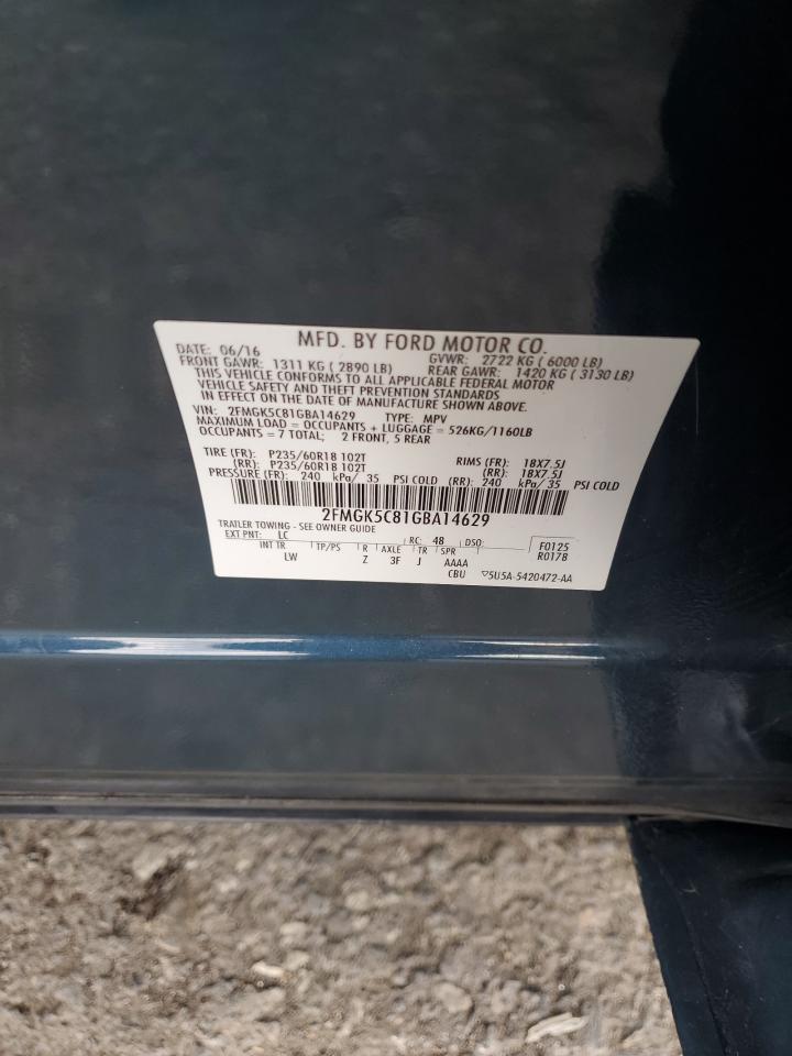 2016 Ford Flex Sel VIN: 2FMGK5C81GBA14629 Lot: 89672635