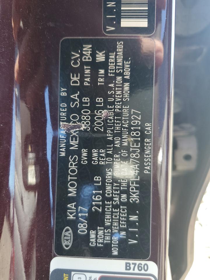 2018 Kia Forte Lx VIN: 3KPFL4A78JE181927 Lot: 85910165