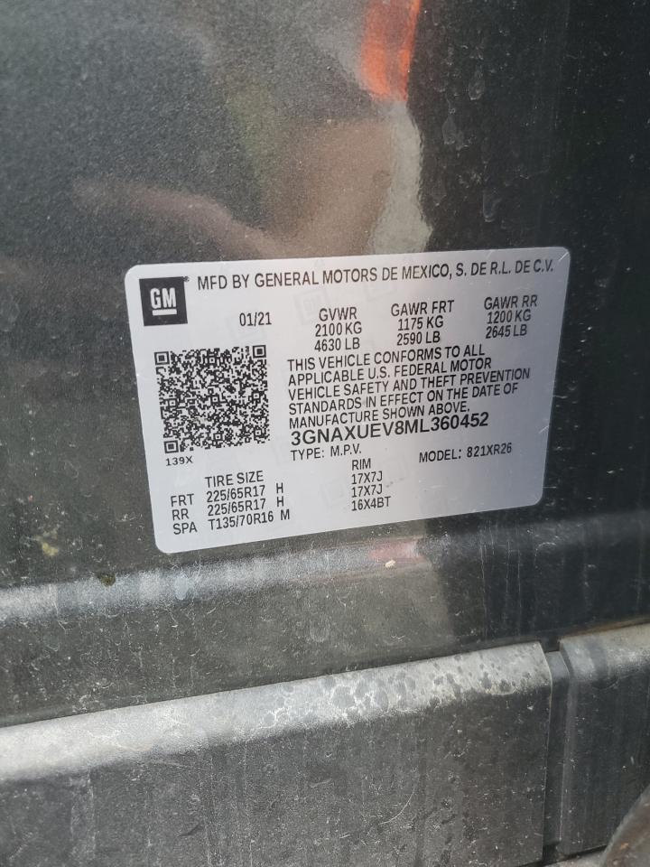 2021 Chevrolet Equinox Lt VIN: 3GNAXUEV8ML360452 Lot: 82370025