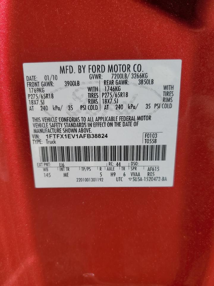 2010 Ford F150 Super Cab VIN: 1FTFX1EV1AFB38824 Lot: 89832015