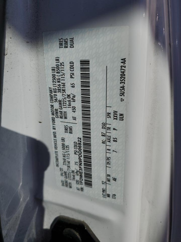 2023 Ford Econoline E350 Super Duty Cutaway Van VIN: 1FDWE3FN9PDD06922 Lot: 87309515