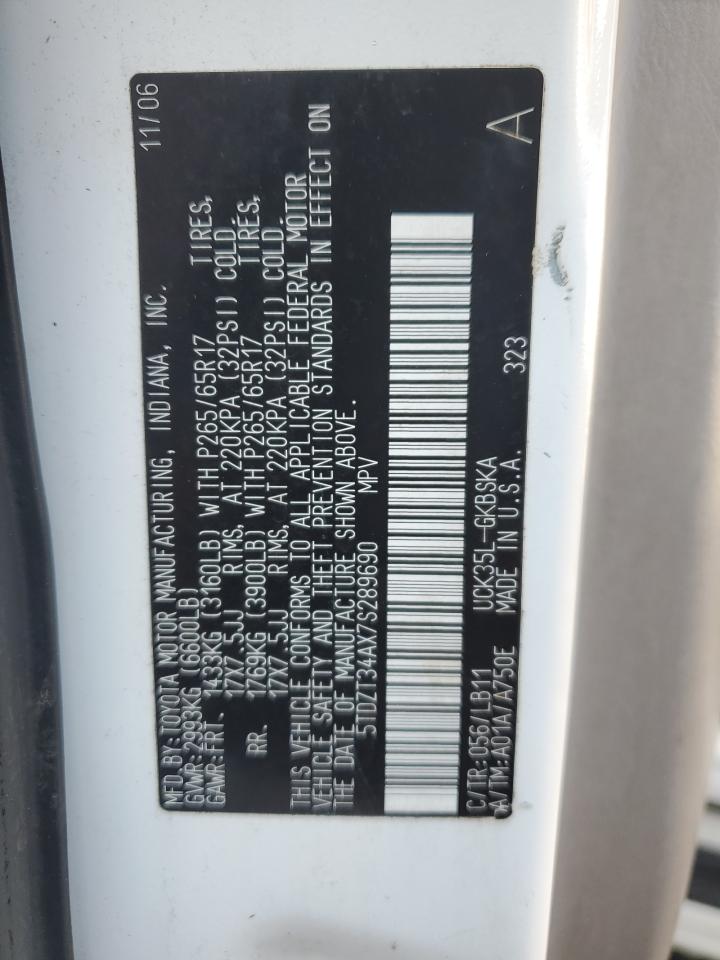 2007 Toyota Sequoia Sr5 VIN: 5TDZT34AX7S289690 Lot: 90065395