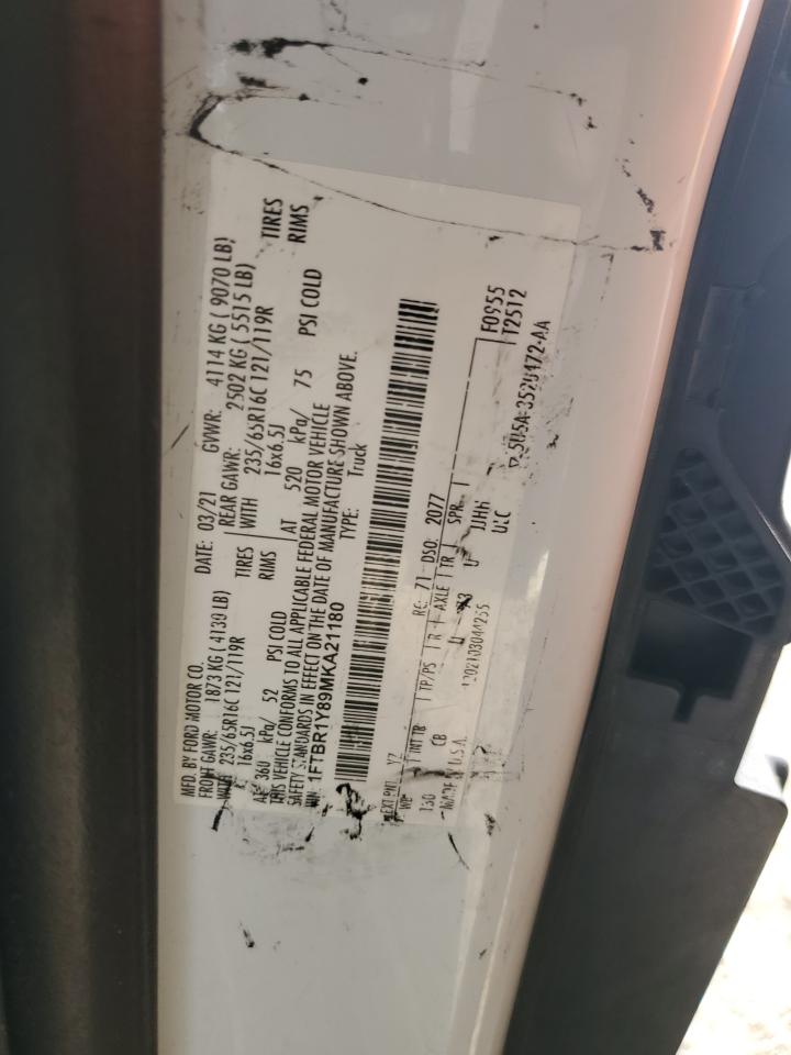 2021 Ford Transit T-250 VIN: 1FTBR1Y89MKA21180 Lot: 82684105