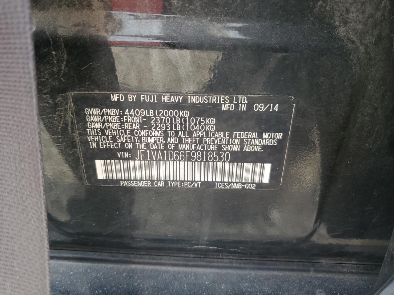 2015 Subaru Wrx Premium VIN: JF1VA1D66F9818530 Lot: 84636485